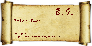 Brich Imre névjegykártya